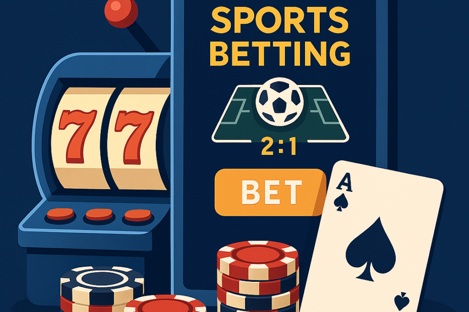 슬롯머신, 포커 카드, 카지노 칩, TOP 10 순위 화면이 함께 표현된 온라인카지노 순위 2025 관련 일러스트